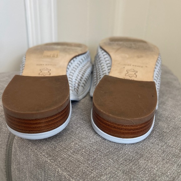 Tory Burch $348 Jessa Light Blue Woven‎ Leather Backless Loafers Women's 7.5M - Picture 8 of 10